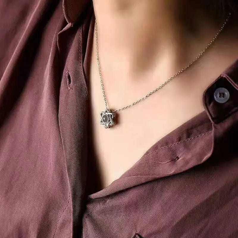 Custom Photo Projection Hexagon Pendant Necklace - Hidden Forever