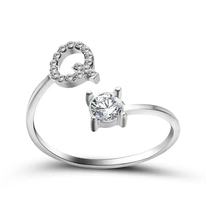 Adjustable Initial Ring - Letters A-Z - Hidden Forever