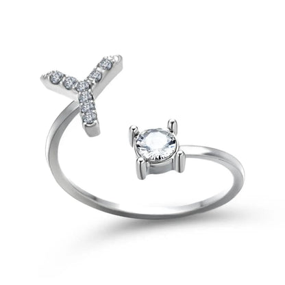 Adjustable Initial Ring - Letters A-Z - Hidden Forever