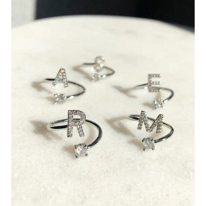 Adjustable Initial Ring - Letters A-Z - Hidden Forever