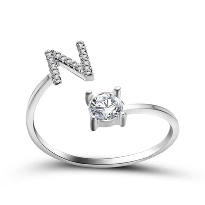 Adjustable Initial Ring - Letters A-Z - Hidden Forever
