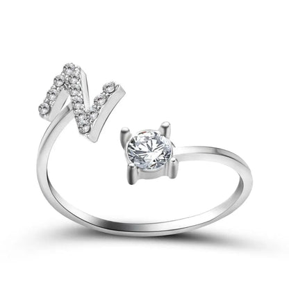 Adjustable Initial Ring - Letters A-Z - Hidden Forever