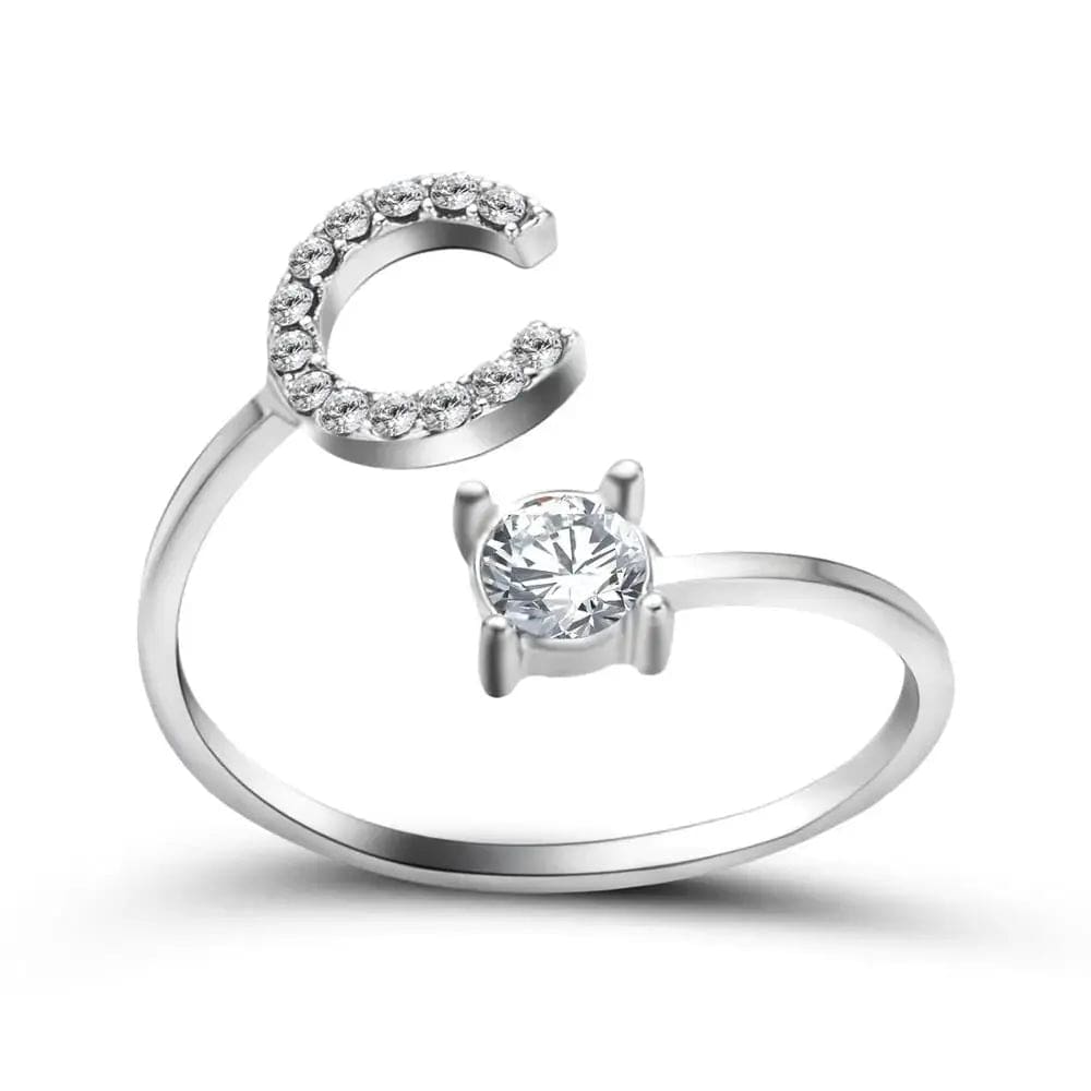 Adjustable Initial Ring - Letters A-Z - Hidden Forever