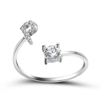 Adjustable Initial Ring - Letters A-Z - Hidden Forever