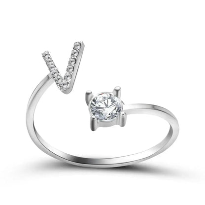 Adjustable Initial Ring - Letters A-Z - Hidden Forever