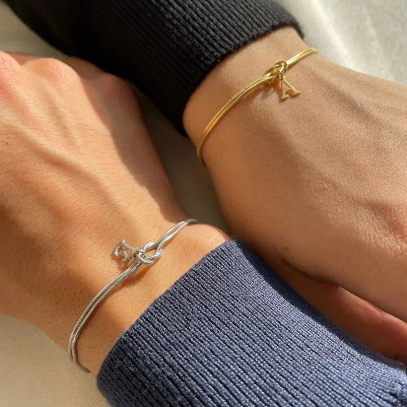 Bestfriends Bond Initial Letter Knot Bracelets - Hidden Forever