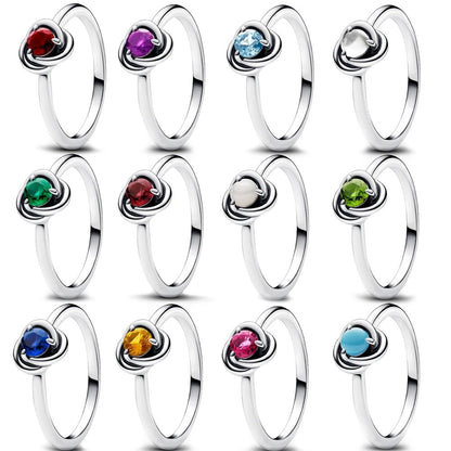 Birthstone Eternity Circle Ring - Hidden Forever