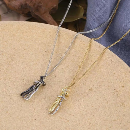Boyfriend Girlfriend Hugging Necklace - Hidden Forever