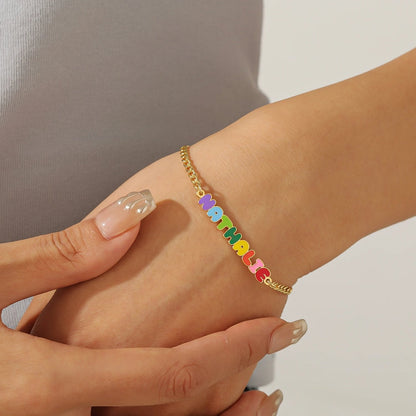 Custom Colored Enamel Name Charm Bracelet - Hidden Forever