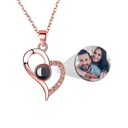 Custom Heart Drop Projection Photo Necklace | Upload Your Hidden Photo - Hidden Forever