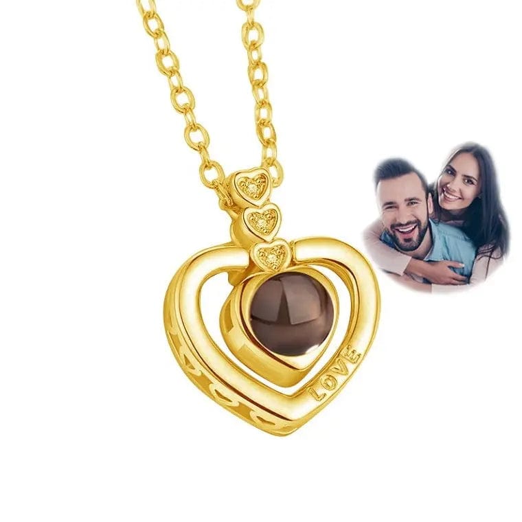 Custom Heart Drop Projection Photo Necklace | Upload Your Hidden Photo - Hidden Forever