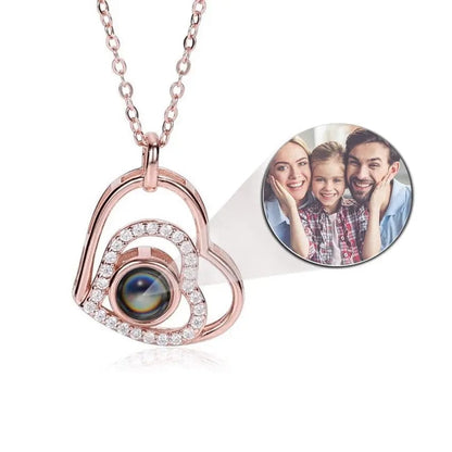 Custom Heart Drop Projection Photo Necklace | Upload Your Hidden Photo - Hidden Forever