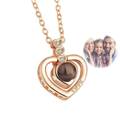 Custom Heart Drop Projection Photo Necklace | Upload Your Hidden Photo - Hidden Forever
