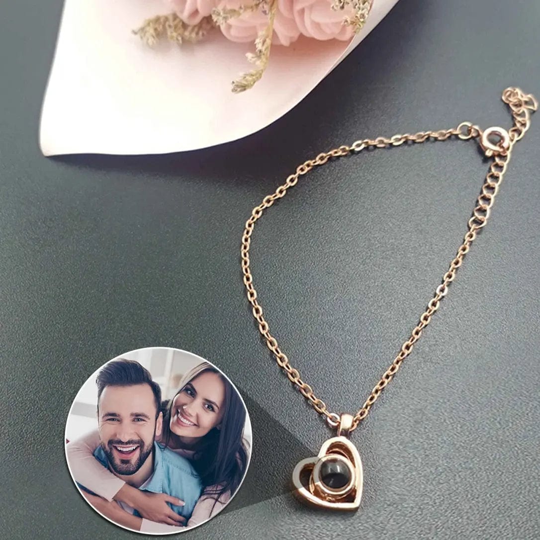 Custom Heart Drop Projection Photo Necklace | Upload Your Hidden Photo - Hidden Forever