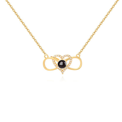 Custom Hidden Photo Projection Infinity Heart Necklace - Hidden Forever