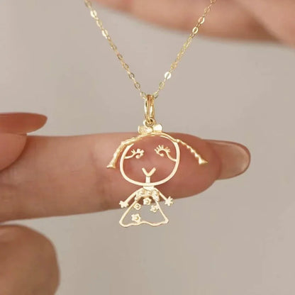 Custom Kids Hand Drawing Necklace - Hidden Forever
