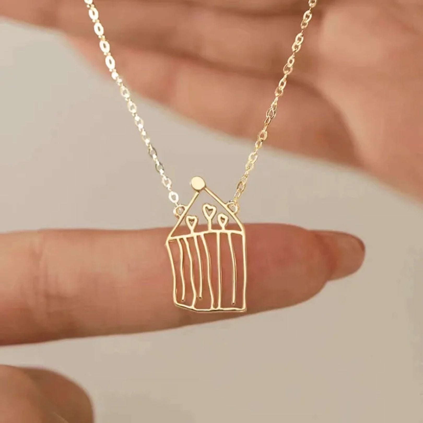 Custom Kids Hand Drawing Necklace - Hidden Forever