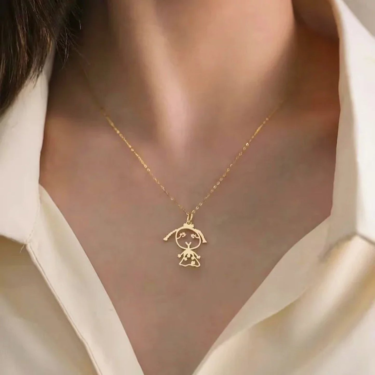 Custom Kids Hand Drawing Necklace - Hidden Forever
