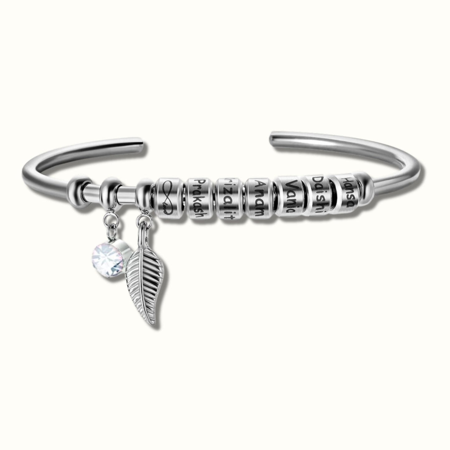 Custom Mother Bangle with Birthstone and Children's Name - Hidden Forever
