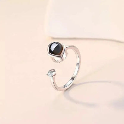 Custom Photo Projection Adjustable Flower Ring - Hidden Forever