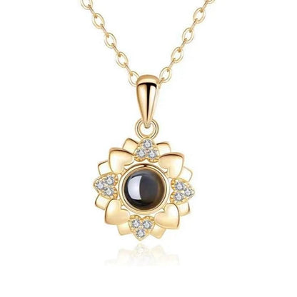 Custom Photo Projection Heart Flower Necklace - Hidden Forever