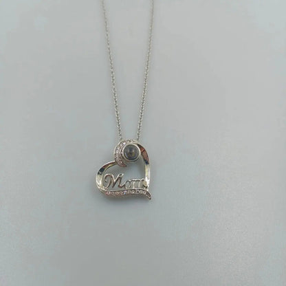 Custom Photo Projection Heart Mom Pendant Necklace - Hidden Forever
