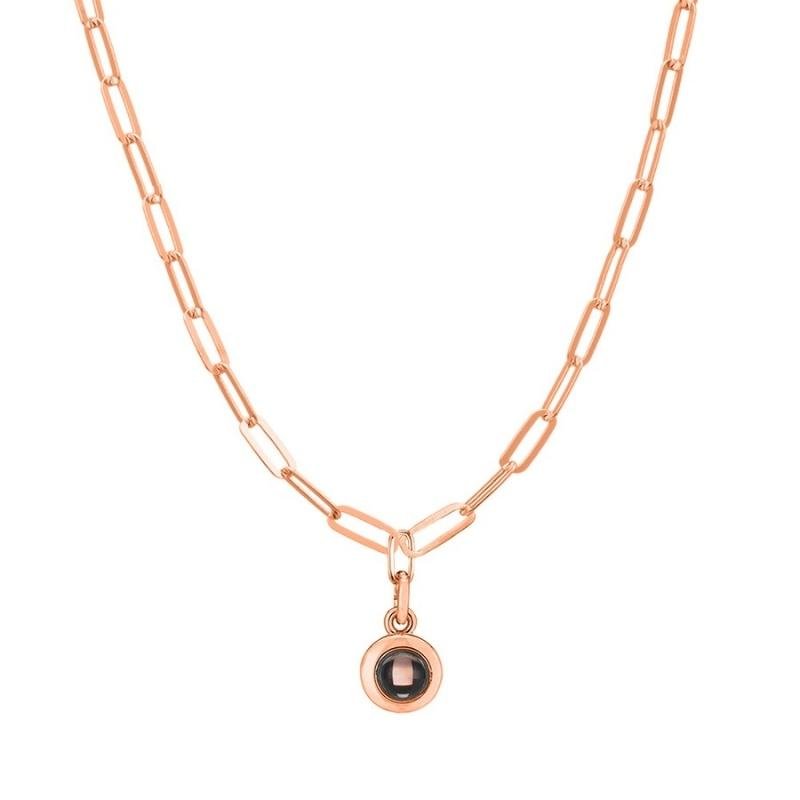 Custom Photo Projection Link Chain Zircon Gem Necklace - Hidden Forever