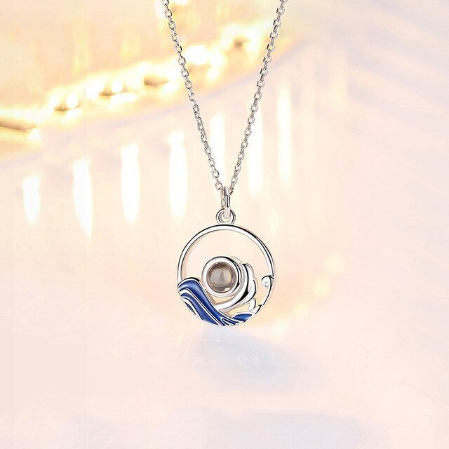 Custom Photo Projection Mountain & Sea Pendant Necklaces - Hidden Forever