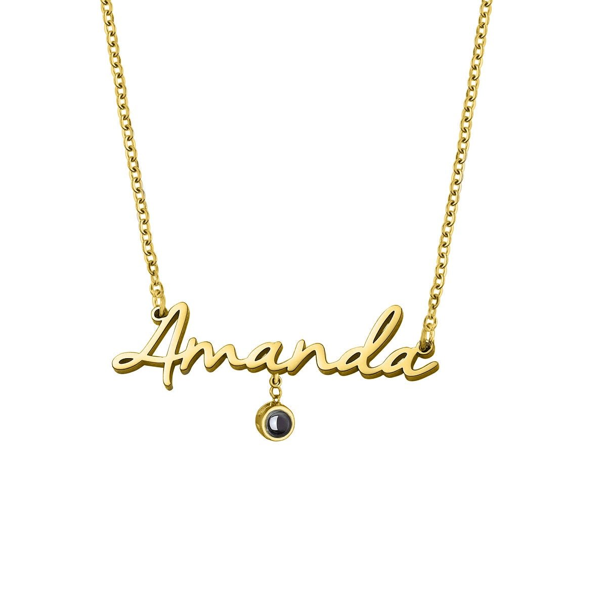 Custom Photo Projection Name Zircon Gem Necklace - Hidden Forever