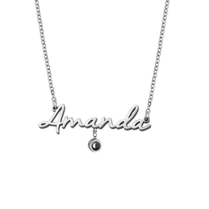 Custom Photo Projection Name Zircon Gem Necklace - Hidden Forever