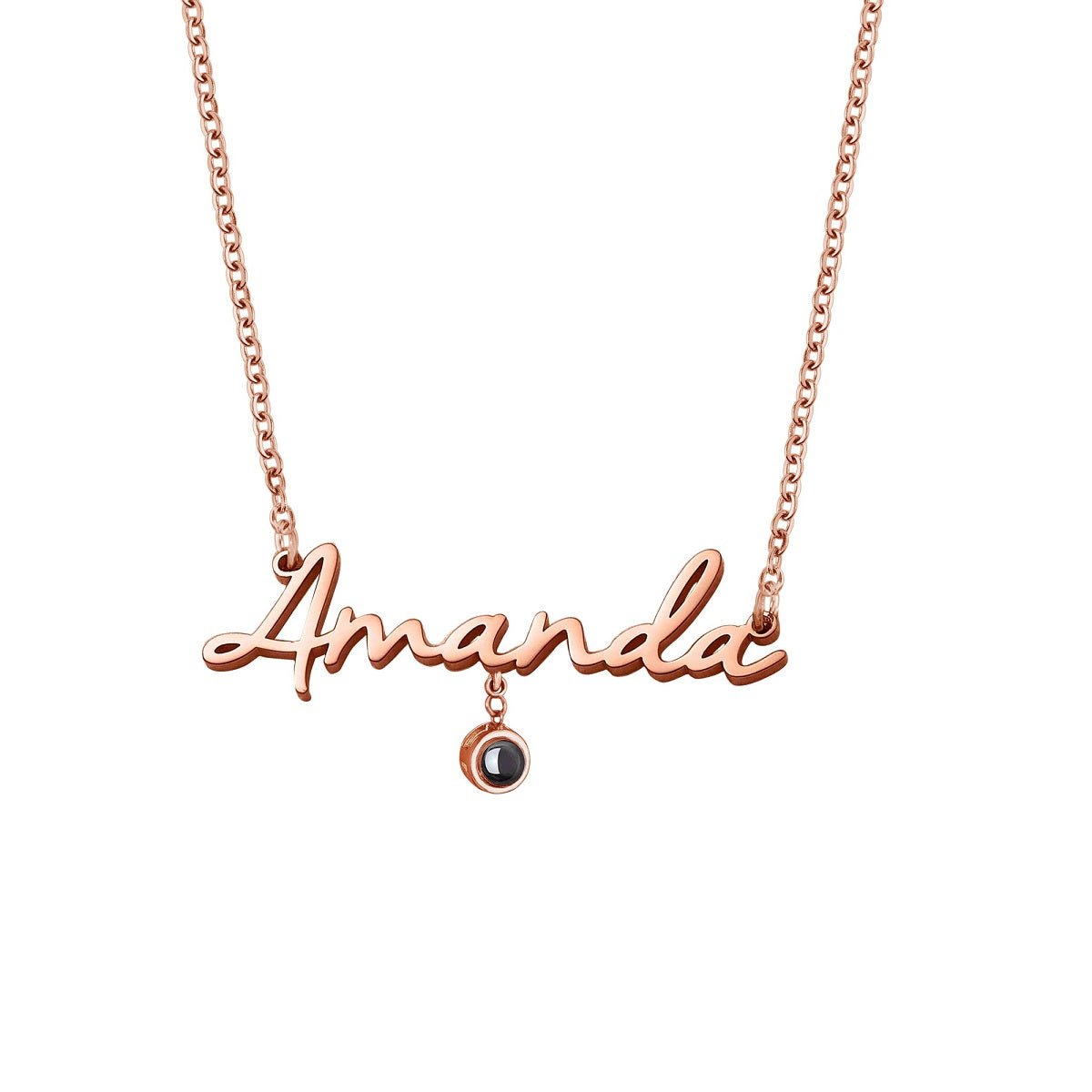 Custom Photo Projection Name Zircon Gem Necklace - Hidden Forever
