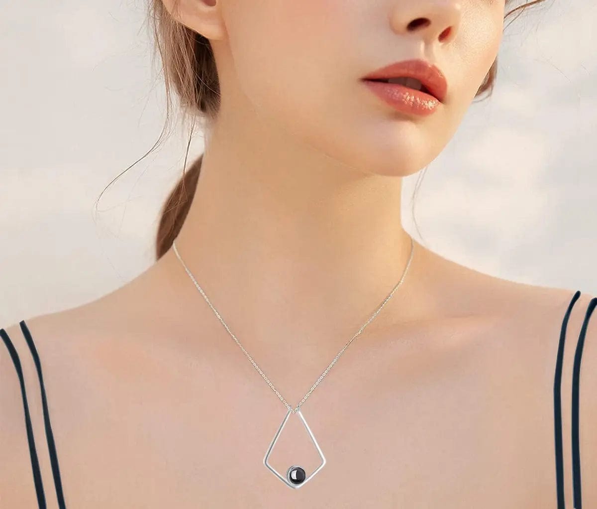 Custom Photo Projection Polygon Pendant Necklace - Hidden Forever