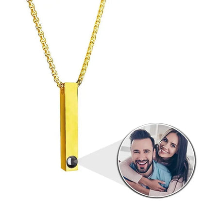 Custom Photo Projection Rectangular Bar Necklace - Hidden Forever