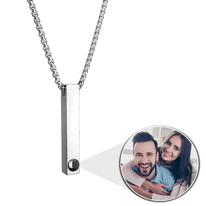 Custom Photo Projection Rectangular Bar Necklace - Hidden Forever