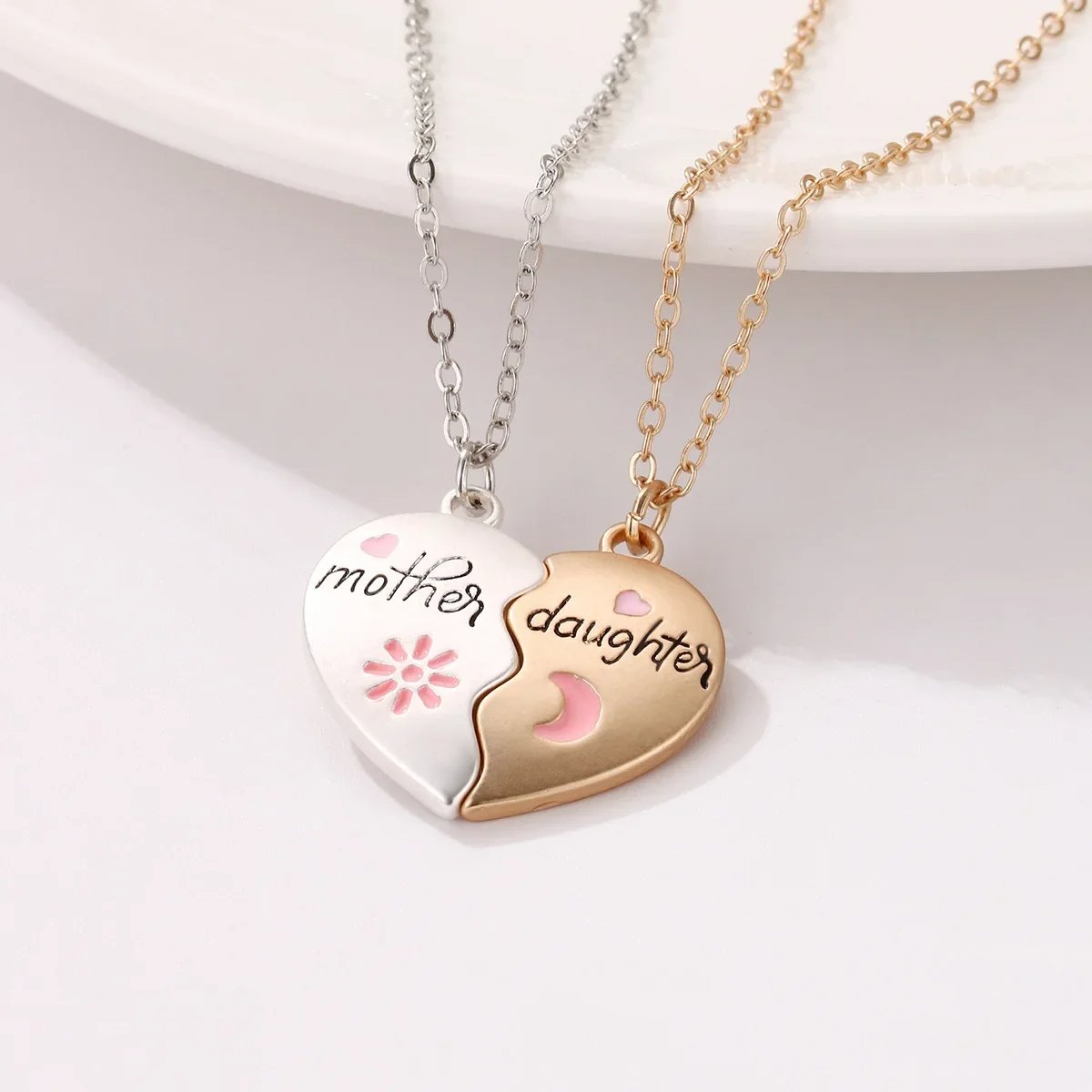 Heart Bond Connecting Mother-Daughter Necklaces - Hidden Forever