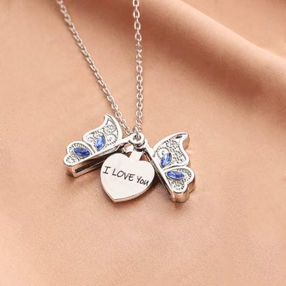 Matching Sisters Heart Butterfly Necklace - Hidden Forever